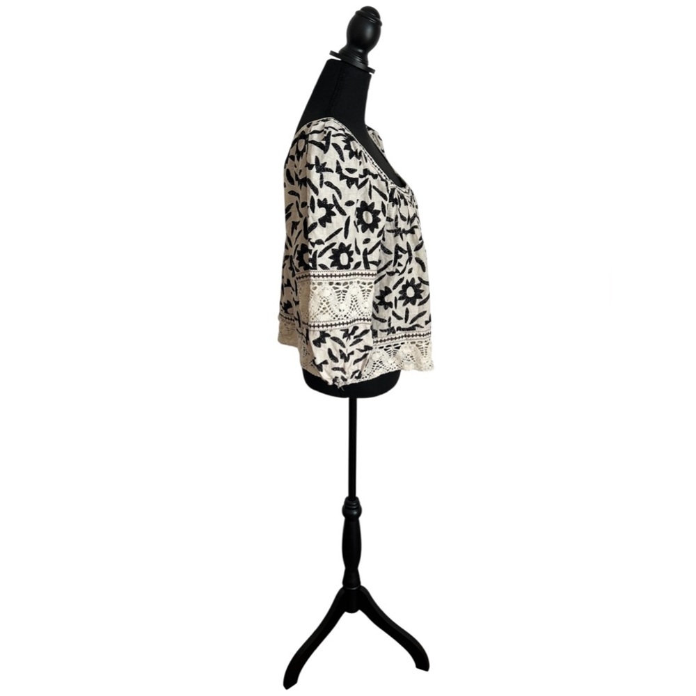 Christian Siriano Women's NY Boho Blouse -Black & White-Size Large - Picture 3 of 7